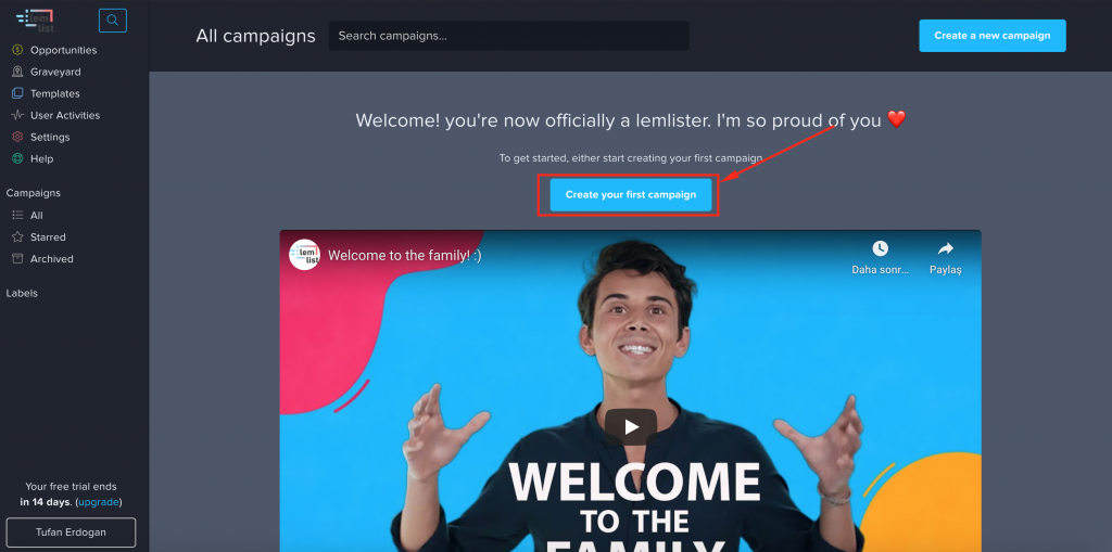 Lemlist kampanya oluşturma